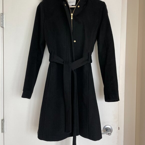 Cole Haan Belted Wool Coat, Ladies Size 4 - Picture 7 of 9